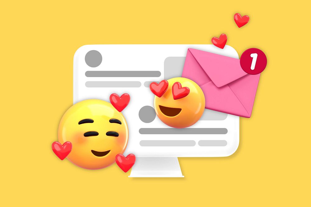 Love messages background, 3D emoticons, editable design