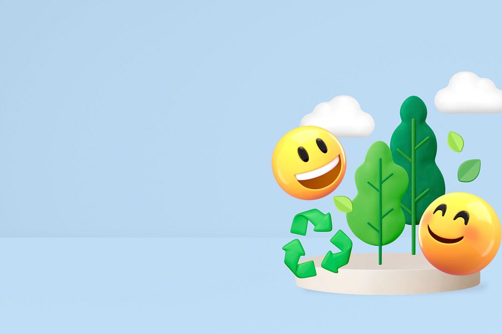 3D environment emoticons background, editable design