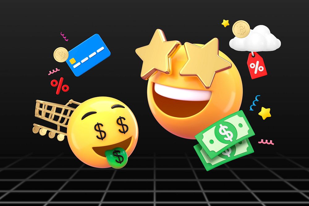 Online shopping emoticons, growing revenue business, editable design