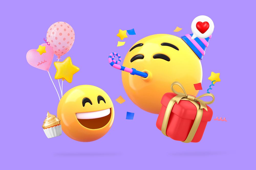 Birthday party emoticon background, editable design