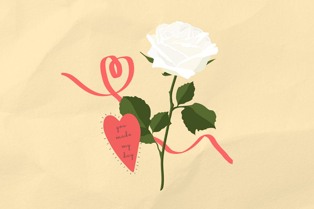 Valentine's white rose background, flower graphic, editable design