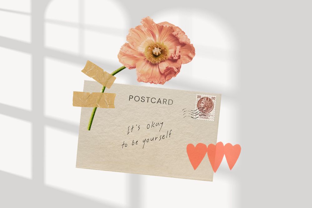 Flower post card background, love letter graphic, editable design