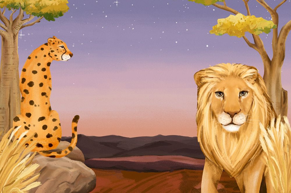 Lion & leopard background, drawing design