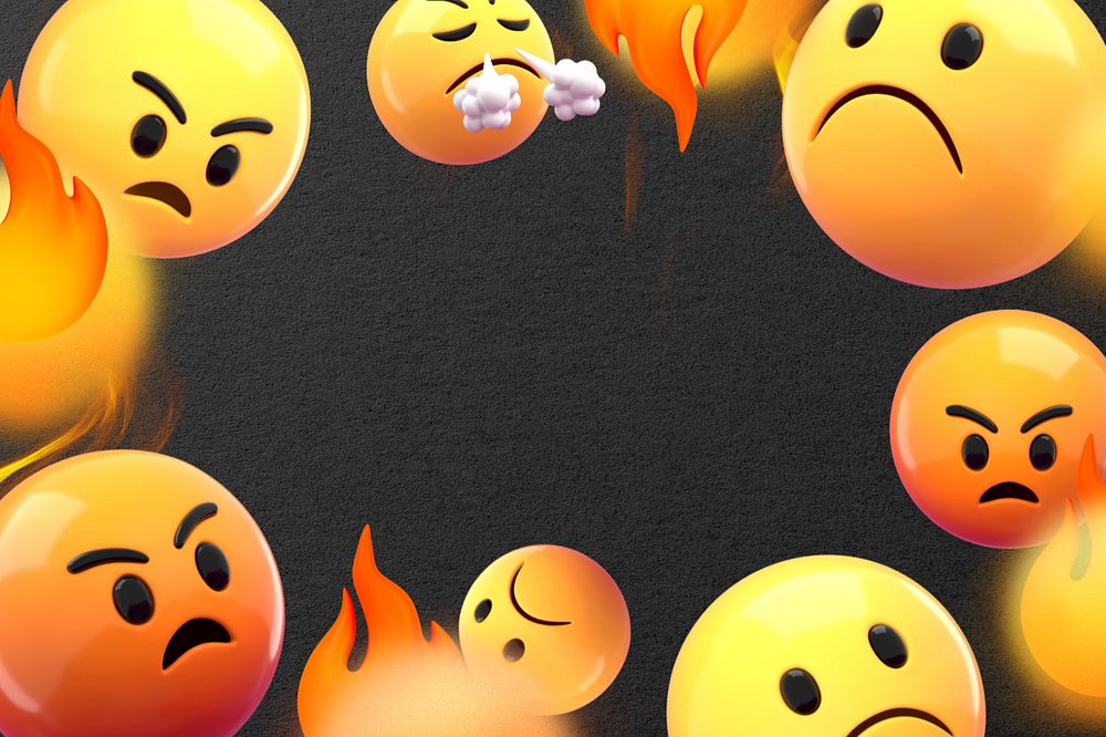 3D angry emoticons background, editable design