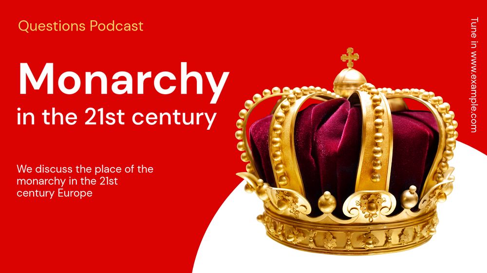 Monarchy podcast blog banner template, funky editable design