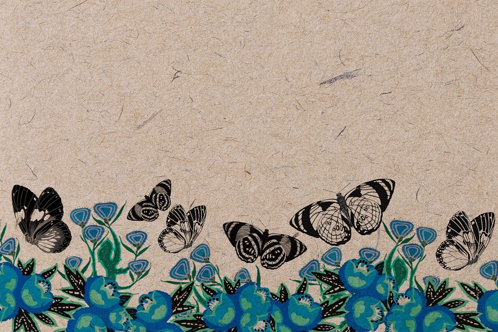 Vintage butterflies border background, editable insect illustration by EA. Séguy, remixed by rawpixel