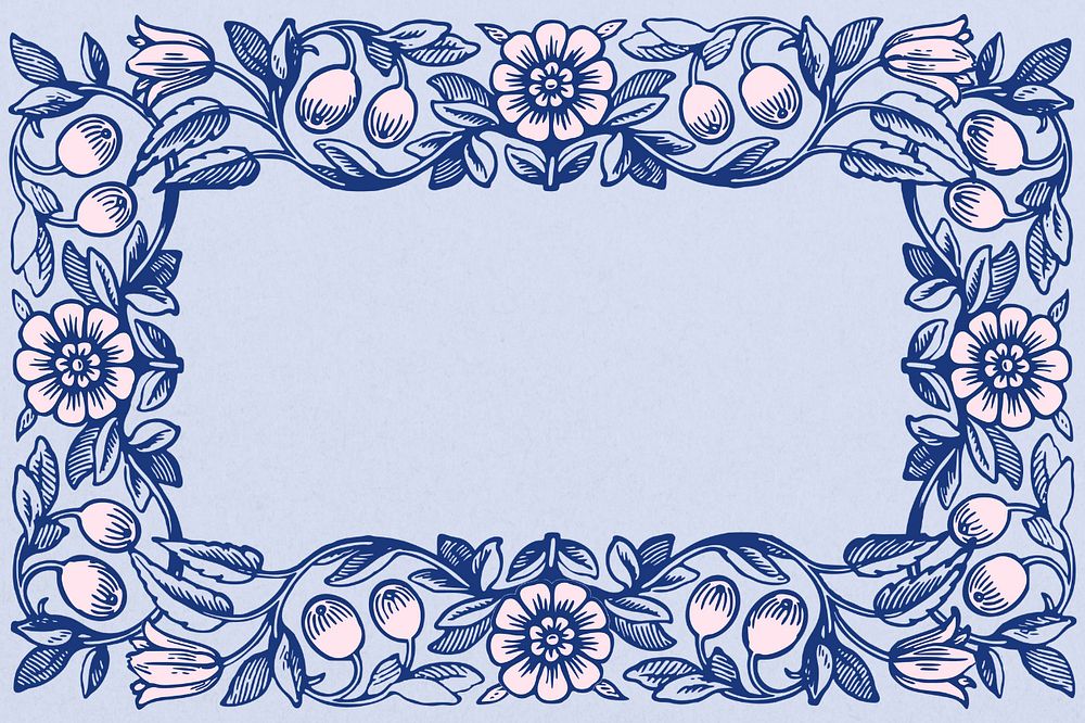 Art nouveau frame background, editable flower ornament design, remixed by rawpixel