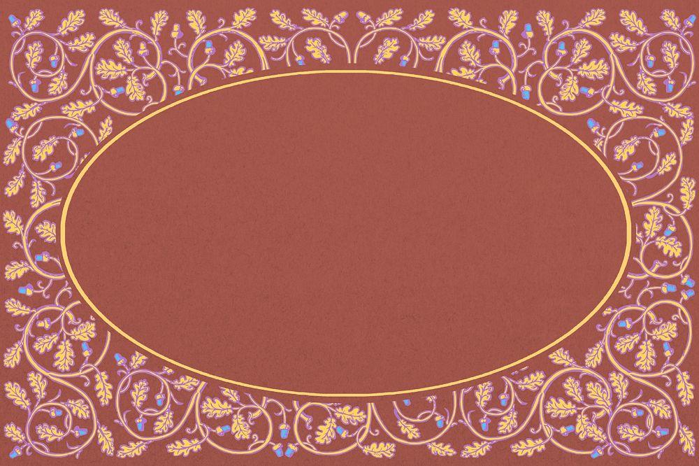 Vintage botanical frame background, editable brown ornate design, remixed by rawpixel