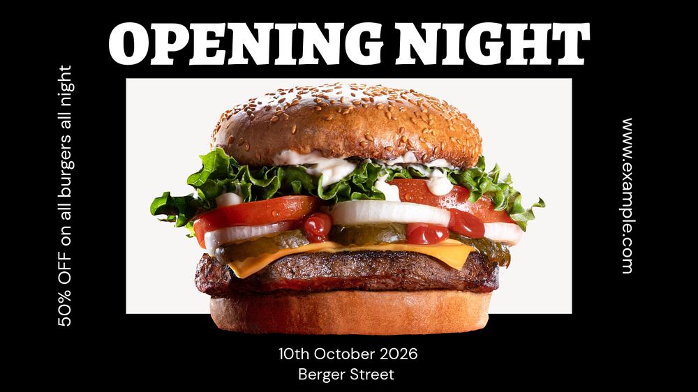 Opening night promotion blog banner template, funky editable design