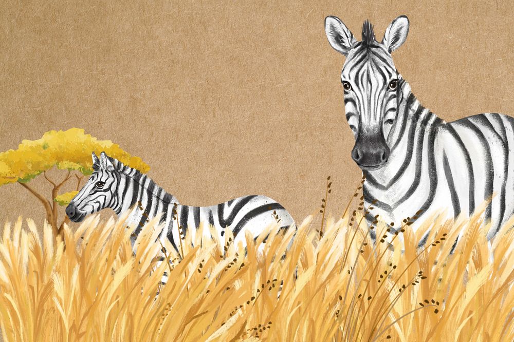 Zebra wildlife background, paper texture design