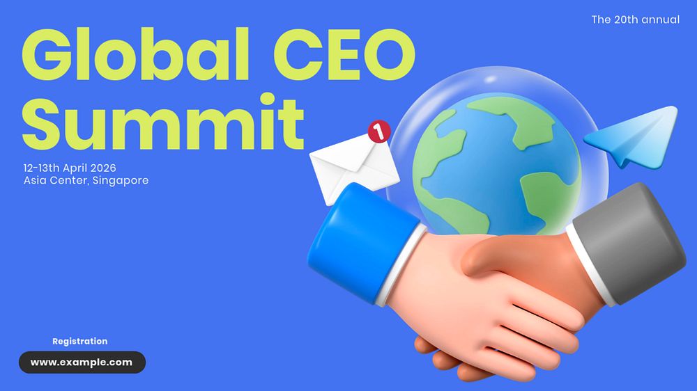 Global CEO summit blog banner template, customizable design