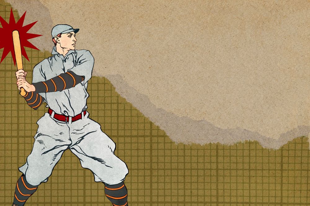 Art Nouveau baseball player background, editable character element