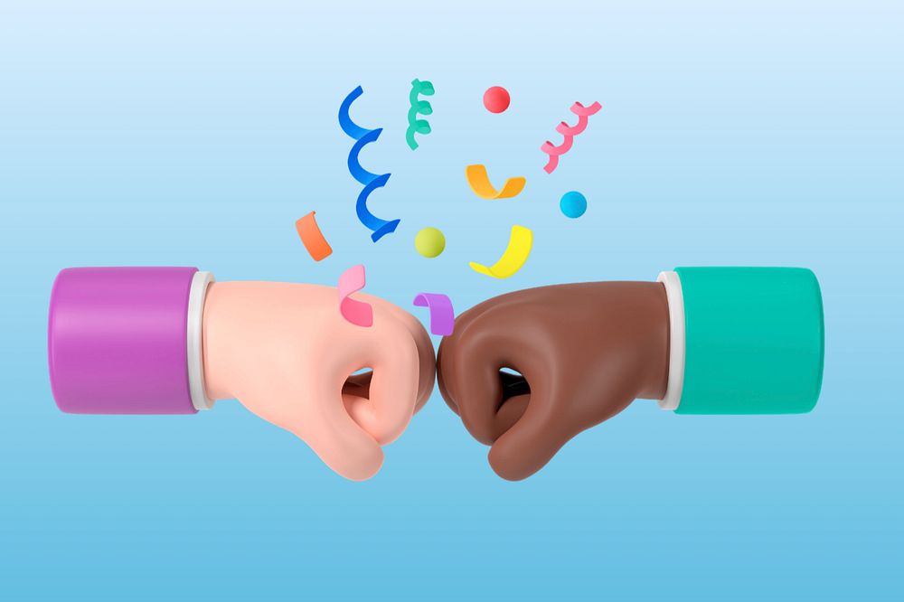 Diverse fist bump background, 3D friendship graphics, editable design