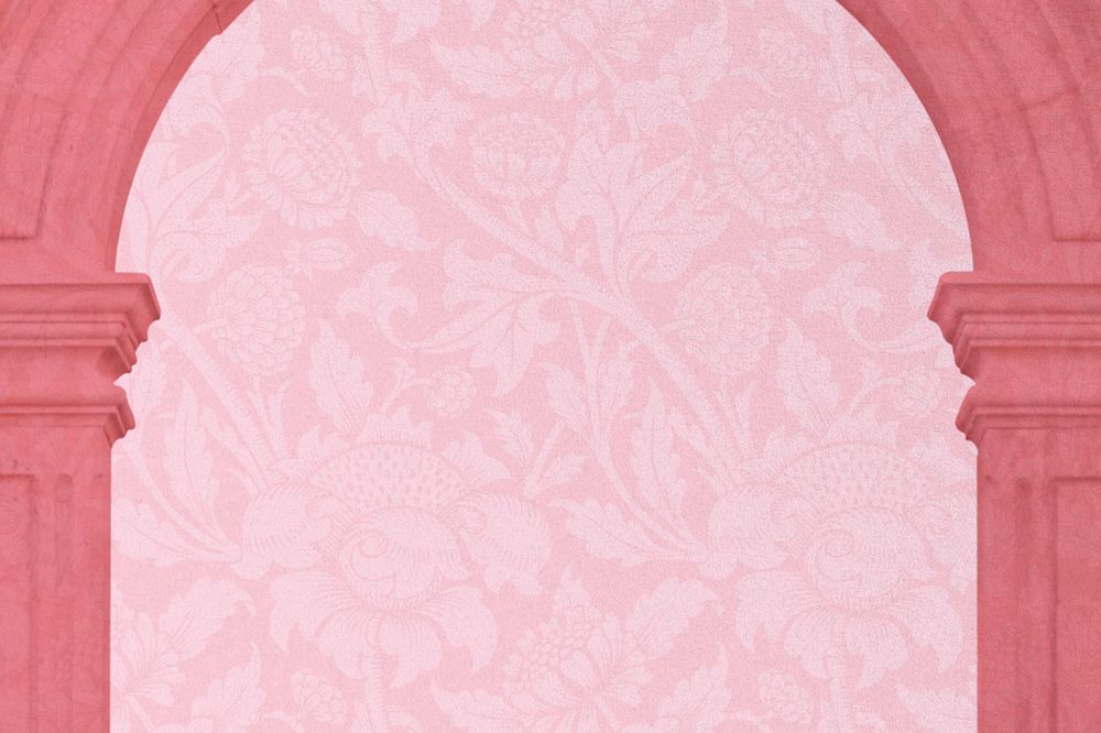 Arch pillar border background, William Morris' flower pattern, remixed by rawpixel, editable design