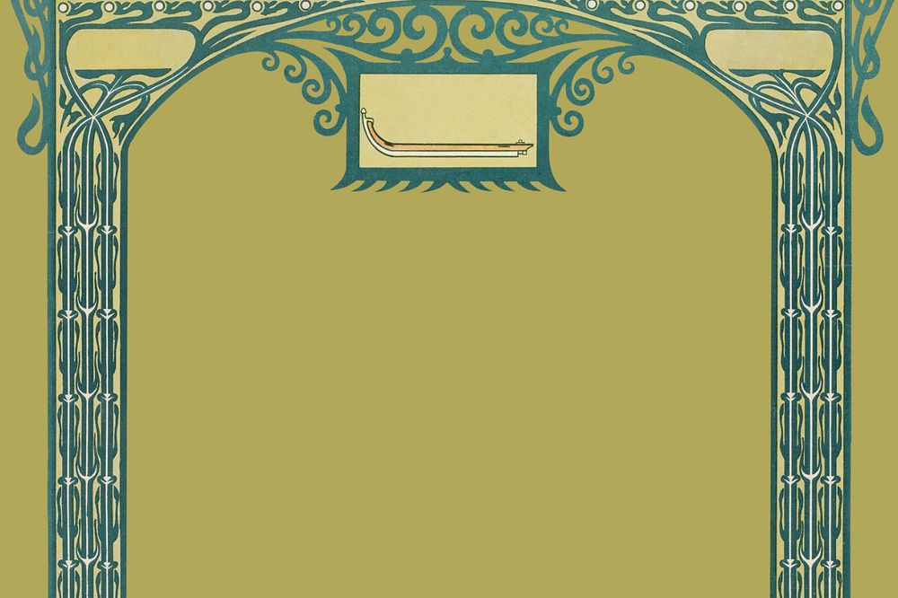 Vintage arch pillar background, editable green vintage frame