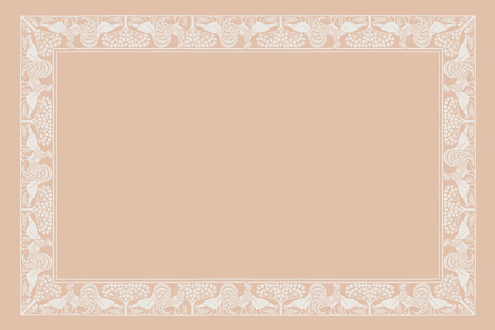 Beige ornamental frame background, editable vintage design, remixed by rawpixel