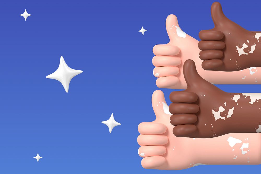 3D thumbs up background, diverse hands illustration, editable design