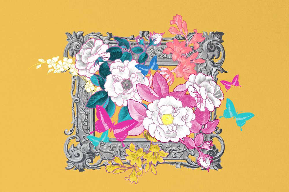 Floral frame background, editable Art Nouveau element