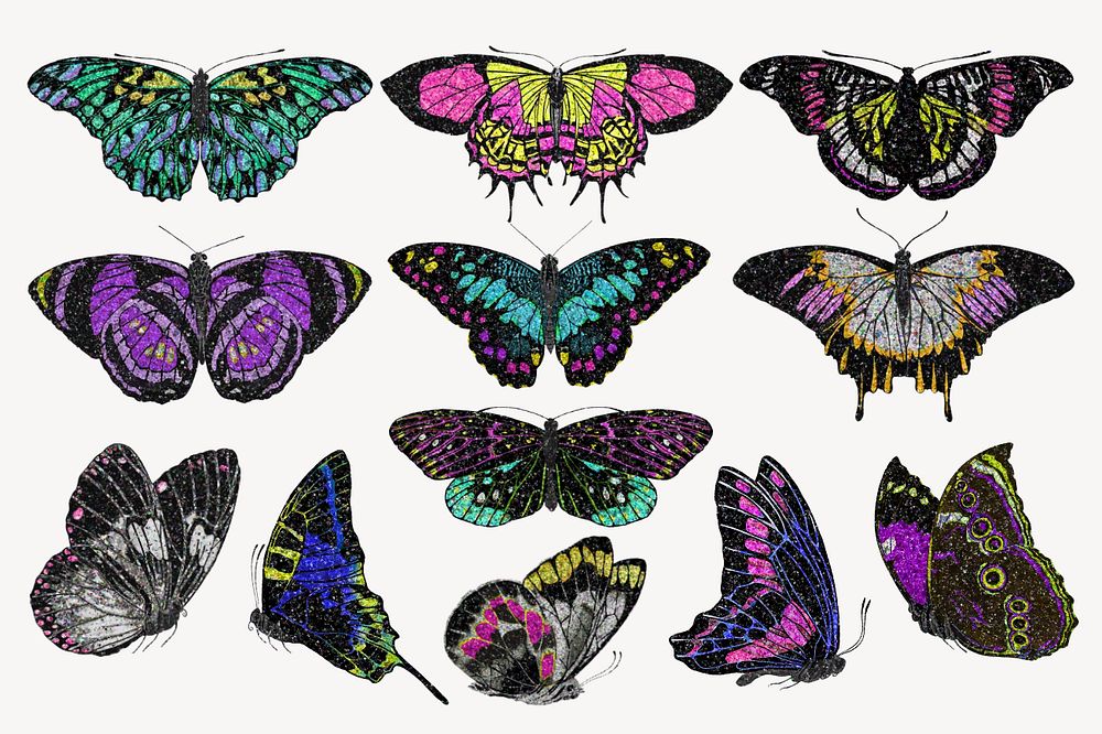 EA. Séguy’s butterfly set, editable vintage design, remixed by rawpixel