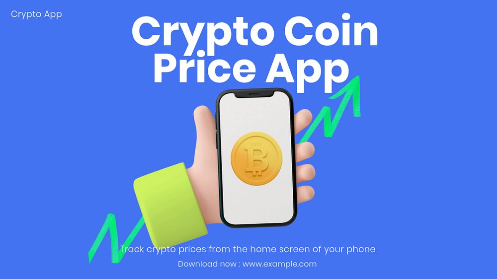 Bitcoin price app blog banner template, customizable design