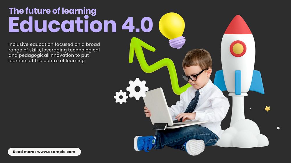 Education 4.0 blog banner template, customizable design