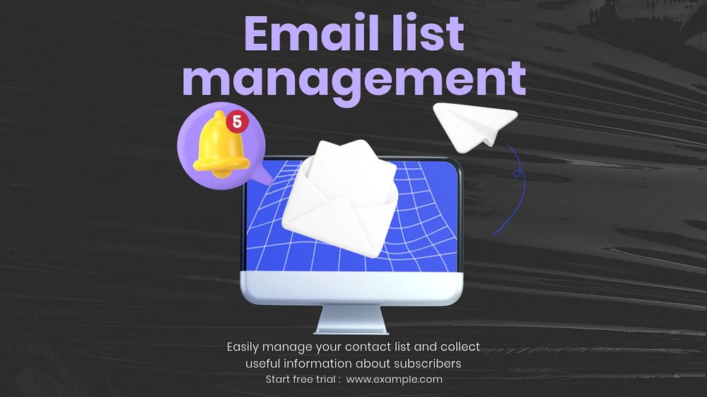 Email list management blog banner template, customizable design