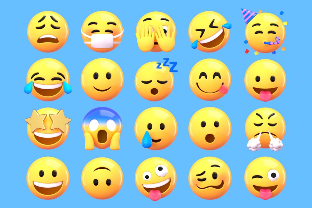 3D emoticons sticker, expression editable graphic set