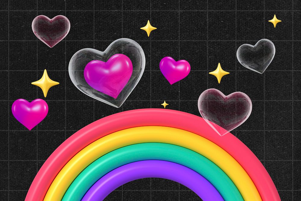 LGBTQ community 3D background, black grid pattern, editable design