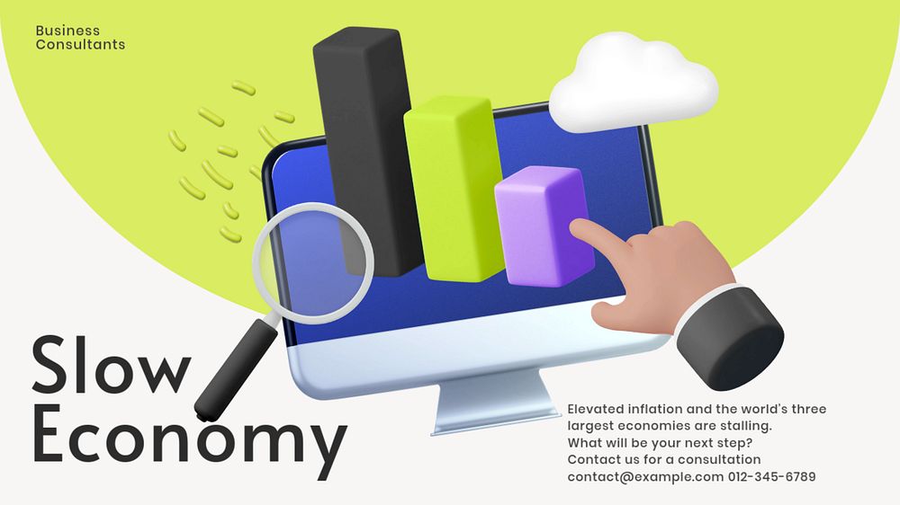 Slow economy blog banner template, customizable design