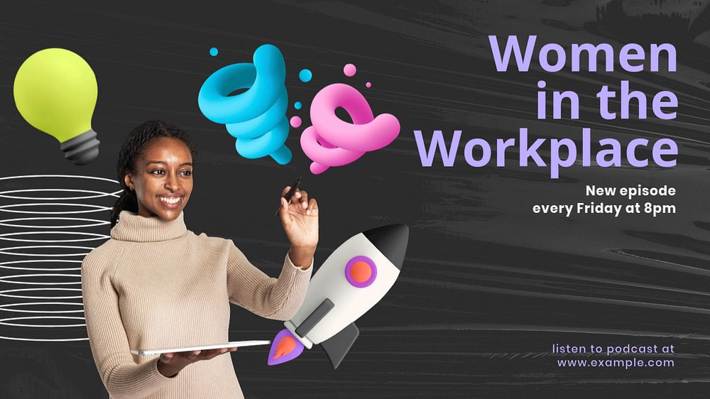 Women at work blog banner template, customizable design