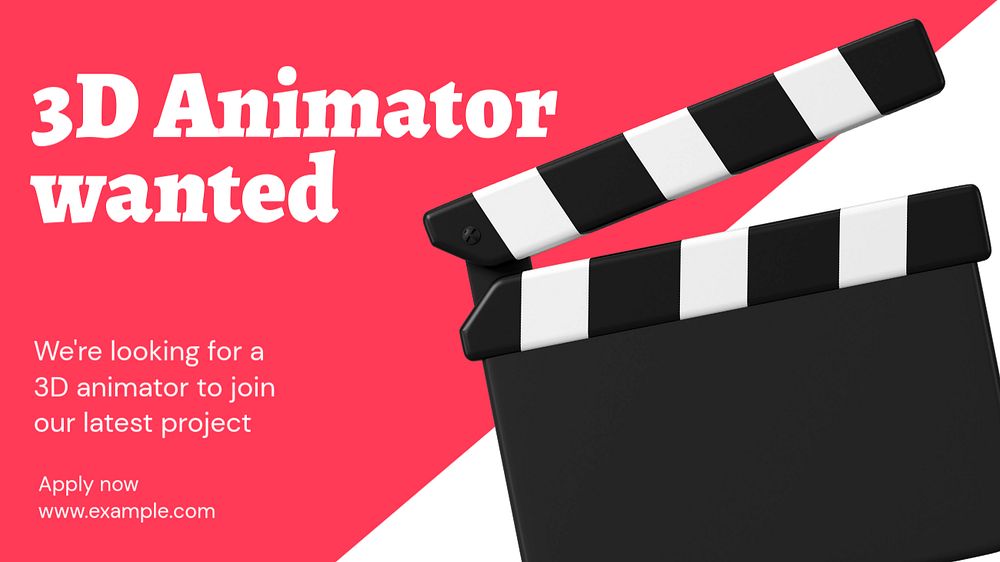 3D animator wanted blog banner template, funky editable design