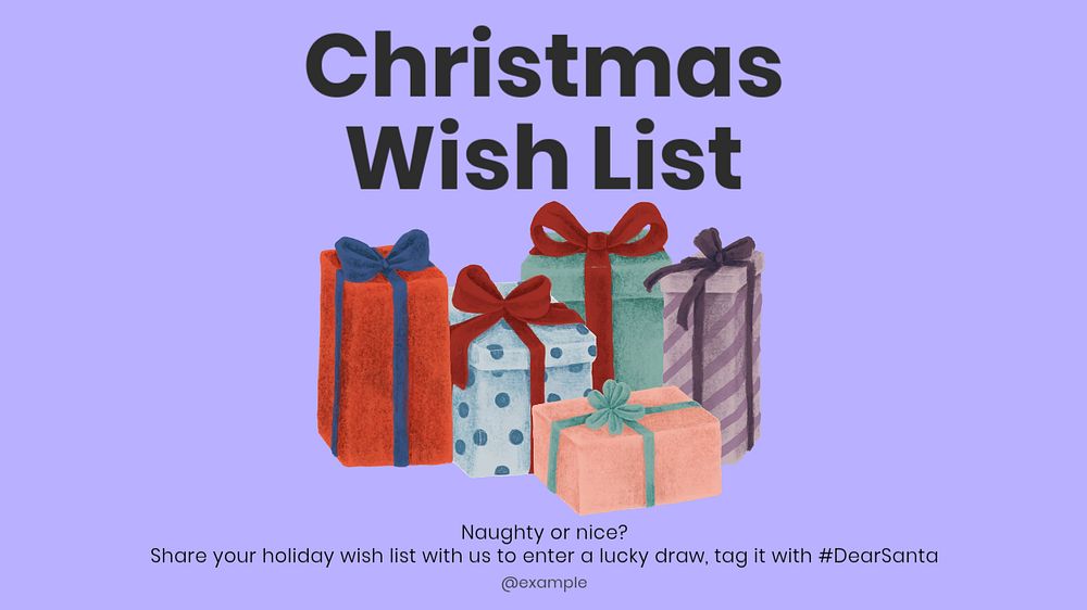 Christmas wish list blog banner template, customizable design