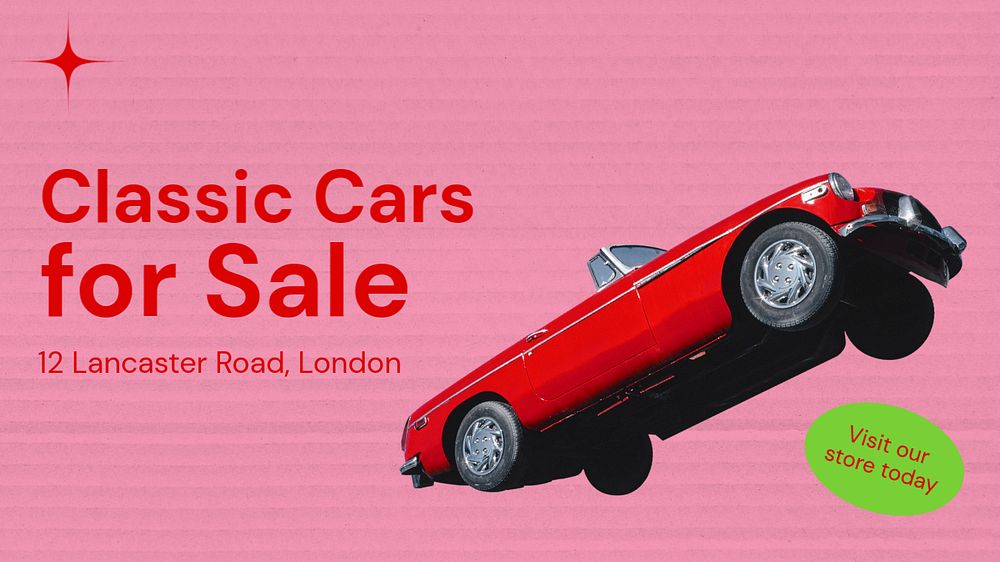 Classic car sale blog banner template, funky editable design