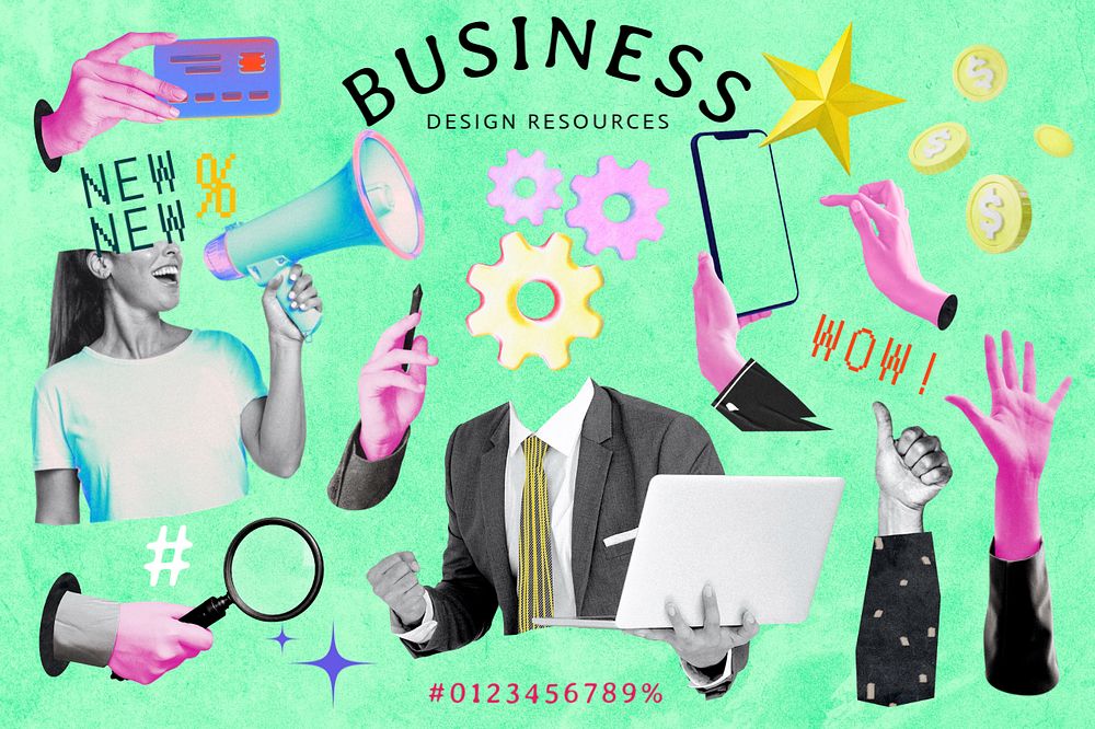 Business illustration sticker set, editable design