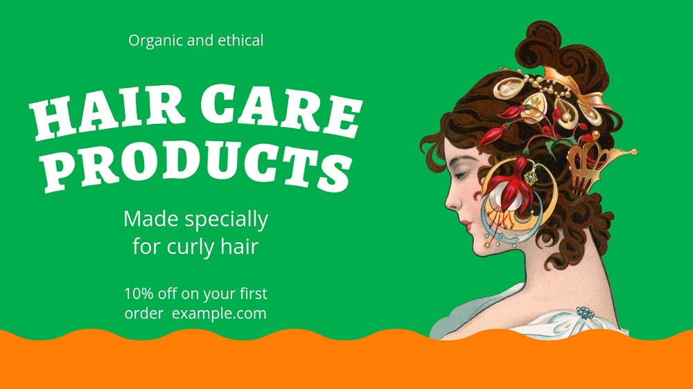 Hair care products blog banner template, funky editable design