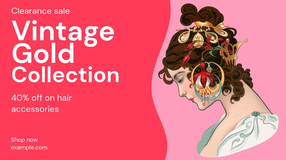 Hair accessories blog banner template, funky editable design