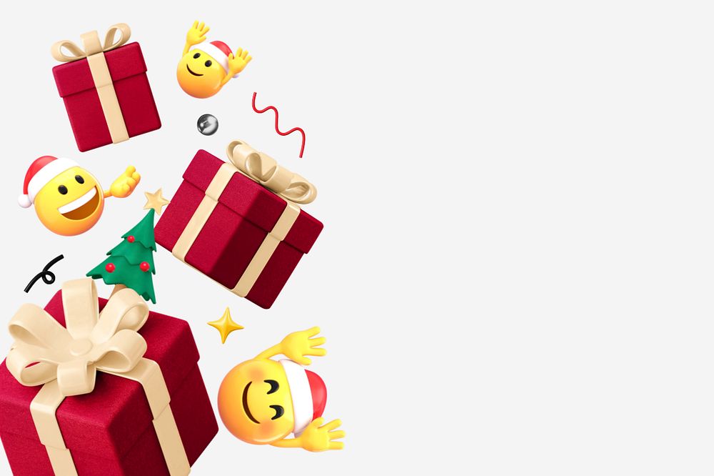 Christmas border background, 3D emoji editable design