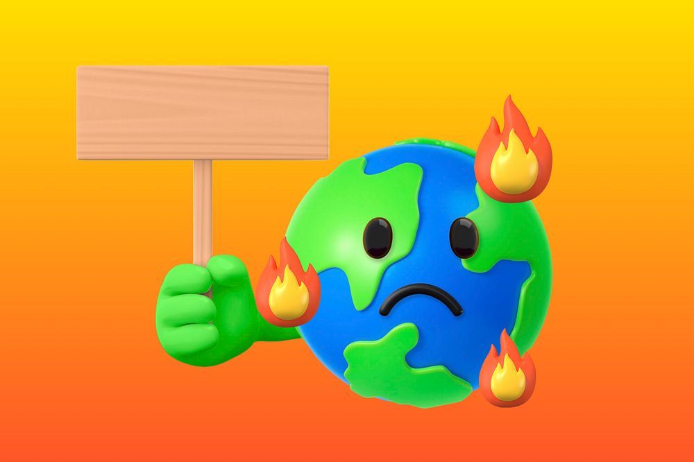 Climate change background, 3D emoji editable design