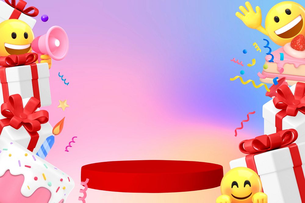 3D emoji birthday product backdrop background editable design