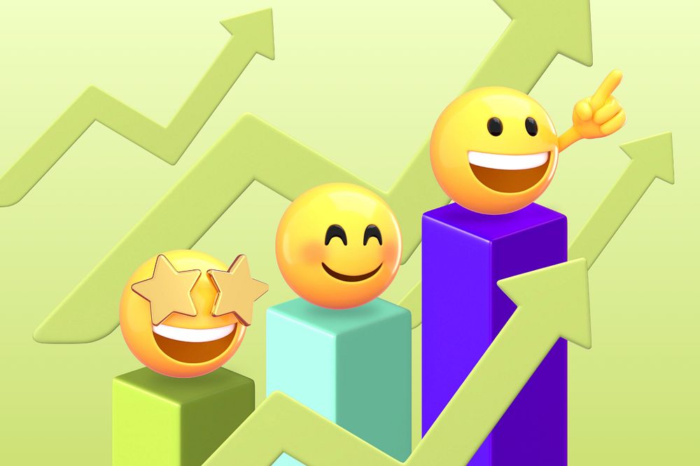 Growth investing background, 3D emoji editable design