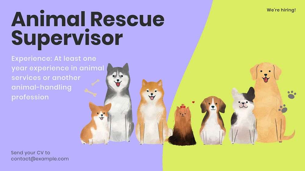 Animal rescue supervisor blog banner template, customizable design