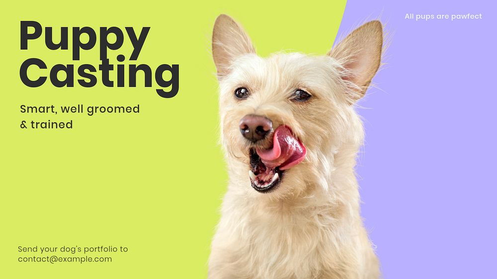 Puppy casting blog banner template, customizable design