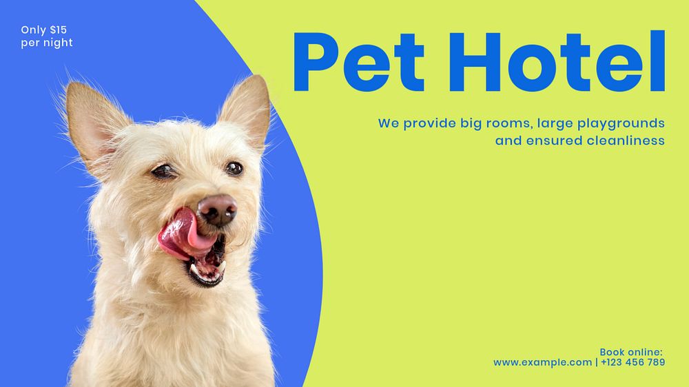 Dog hotel blog banner template, customizable design