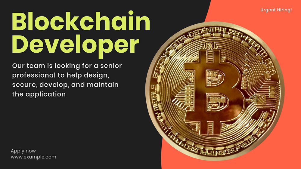 Blockchain developer blog banner template, customizable design