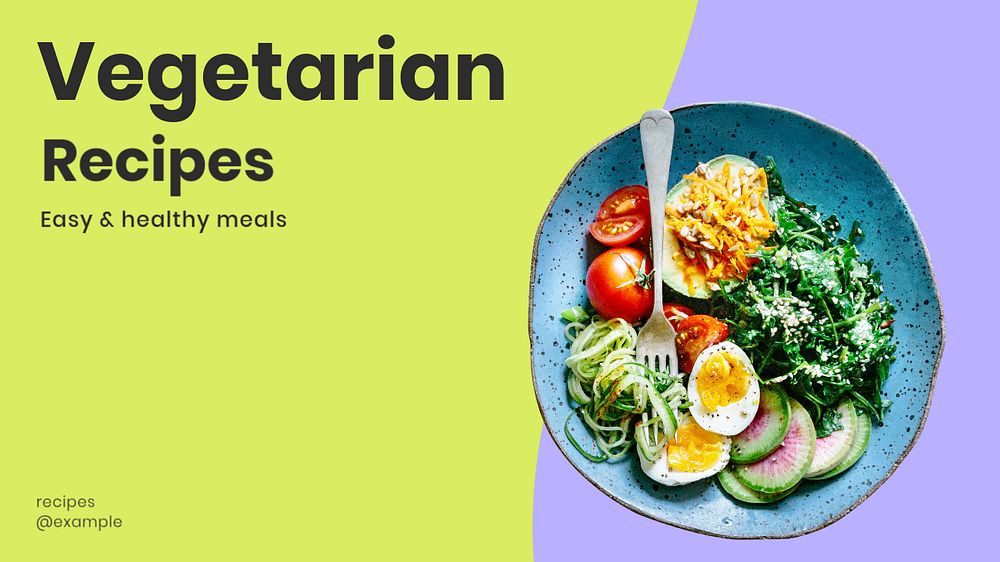 Vegetarian recipes blog banner template, customizable design