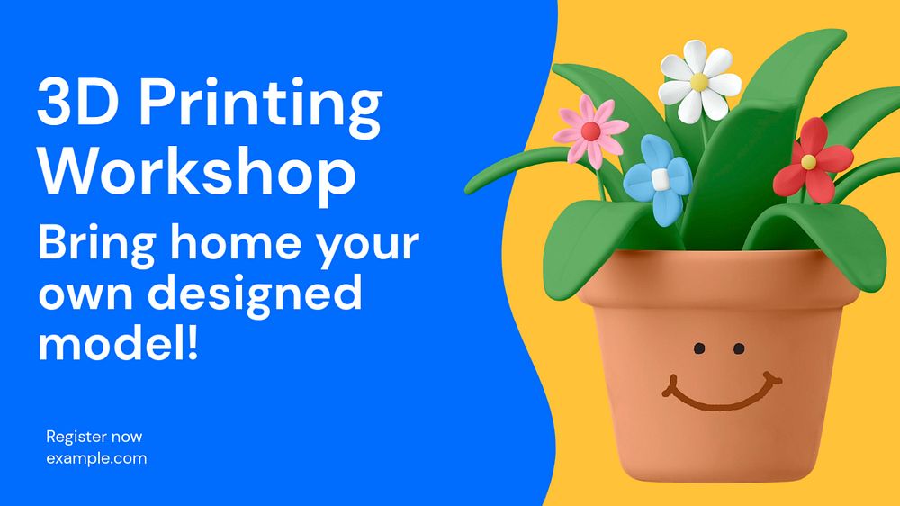 3D printing workshop blog banner template, funky editable design