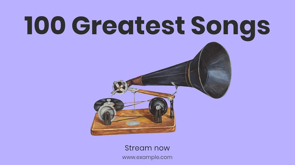 100 Greatest songs blog banner template, customizable design