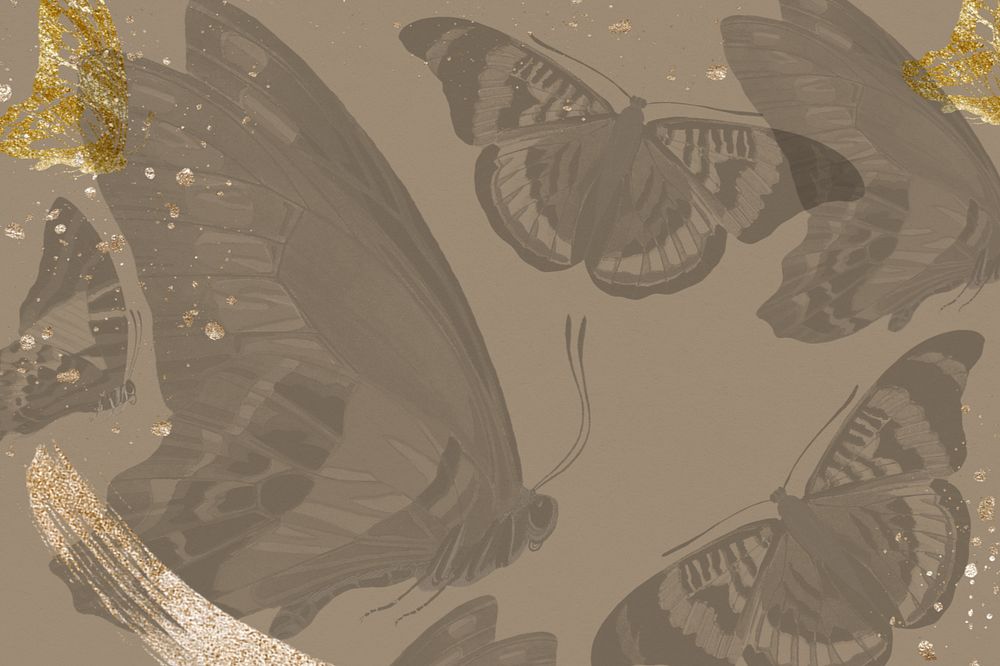 E.A. Séguy's butterflies background, editable vintage insect illustration, remixed by rawpixel