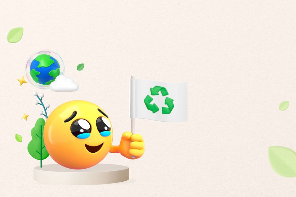 Environmental activists background, 3D emoji editable design