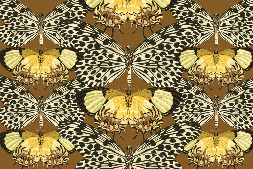 E.A. Séguy's butterfly patterned background, editable vintage design, remixed by rawpixel